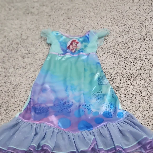 Toddler Girls Disney Princess Nightgown Arial Aqua and Lavender Dress - Picture 1 of 6
